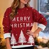Women's Casual Fashion Round Neck Plus Velvet Thickened Christmas Print Sweatshirt