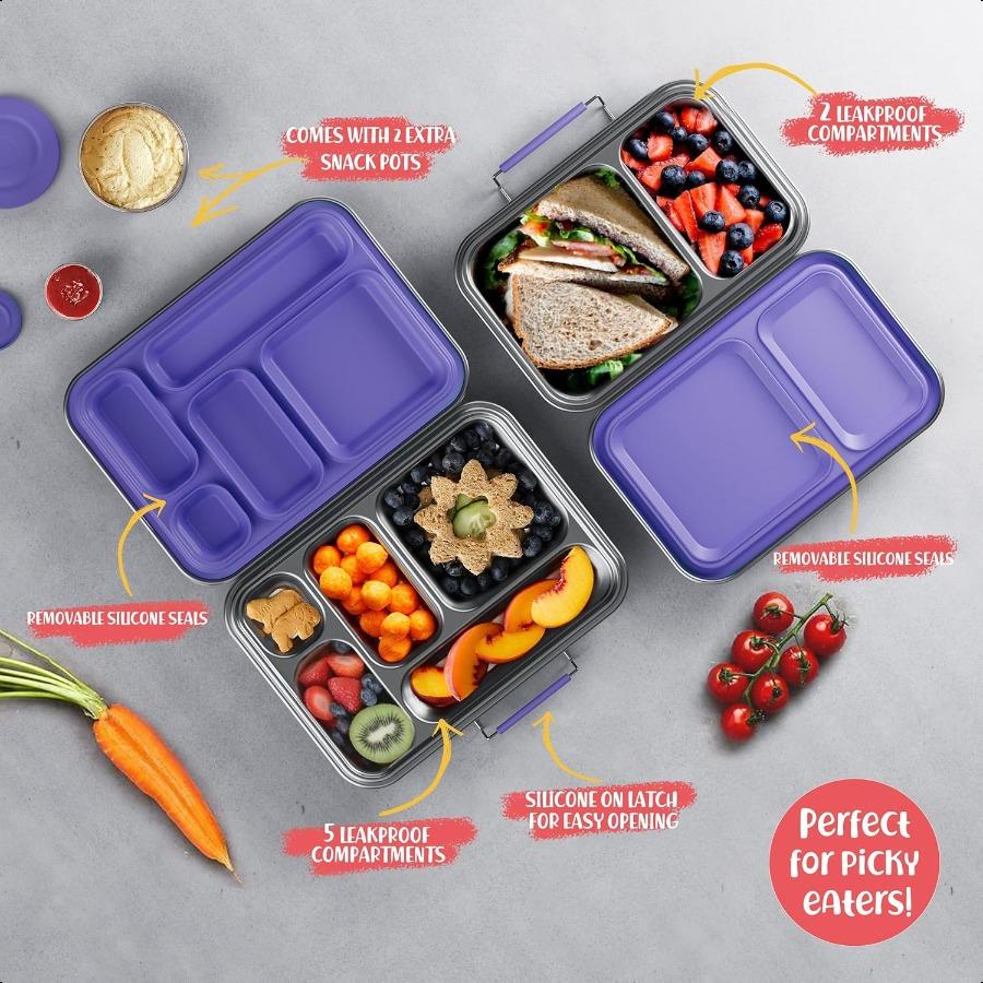 Stainl Steel Lunch Box for Leak Proof Bento Lunch Box BPA Free 304 Stainl Steel Bento Box Stainl Bento Box with Containers for
