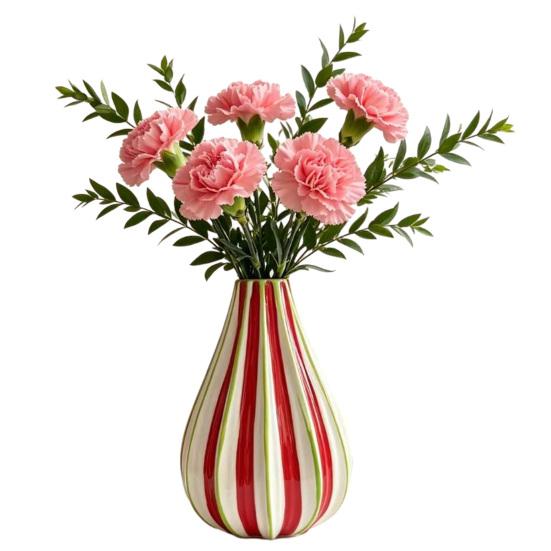 Striped Ceramic Vase Vertical Vase Hand-Painted Small Stripe Decorative Flower Bud Vase