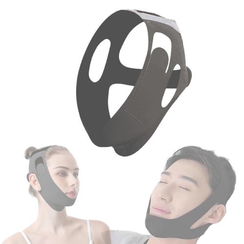 Anti-Snoring Aid, Prevents Mouth Breathing, Prevents Dryness & Reduces Snoring, Odorless, Breathable, Skin-Friendly, Adjustable Size, Unisex (Black)