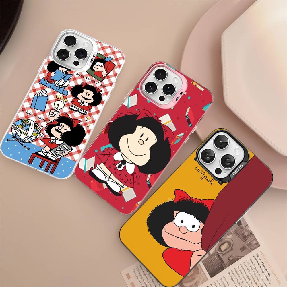 Cartoon M-MafaldaS Anime Phone Case Color Silver Shell For LPhone 17 16 16e 15 14 13 12 11 Pro Max Plus