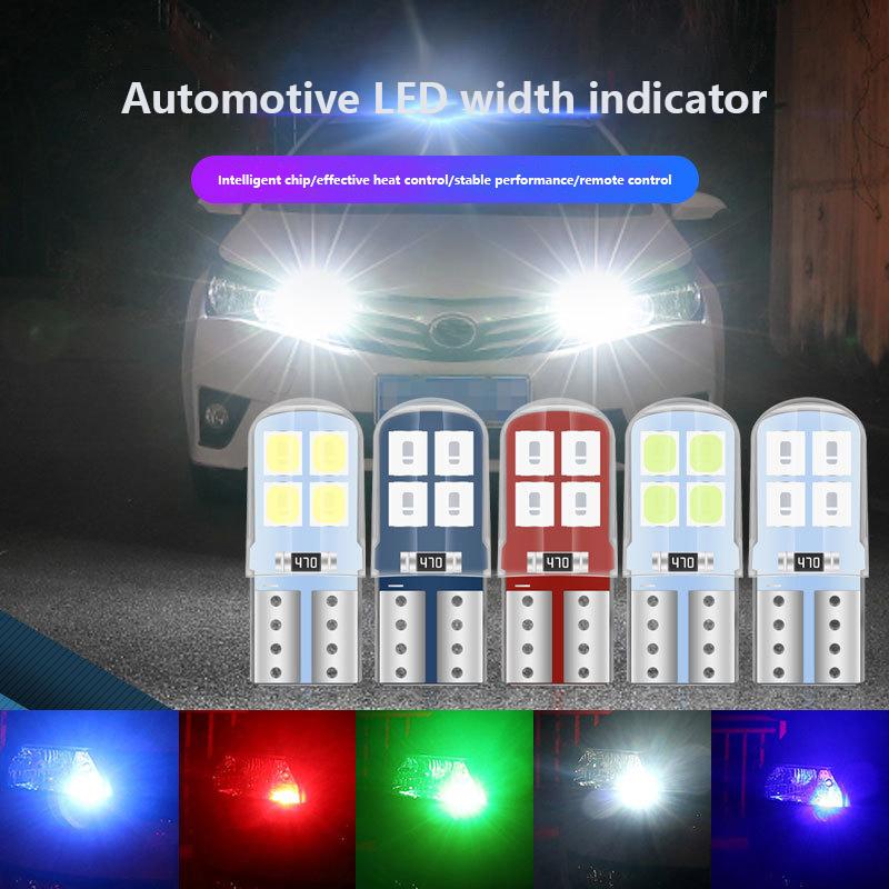 Car Led T10 W5W Canbus Glass Cob 6000K Reading Dome Lamp Marker Wedge License Platelight Bulb 168 194 192 Dc 12V White Blue Red