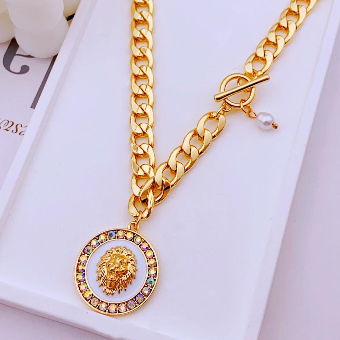 

Винтажное ожерелье с подвеской в виде головы льва из цинкового сплава для женщин, идеально подходит для ежедневного ношения, ожерелье для женщин