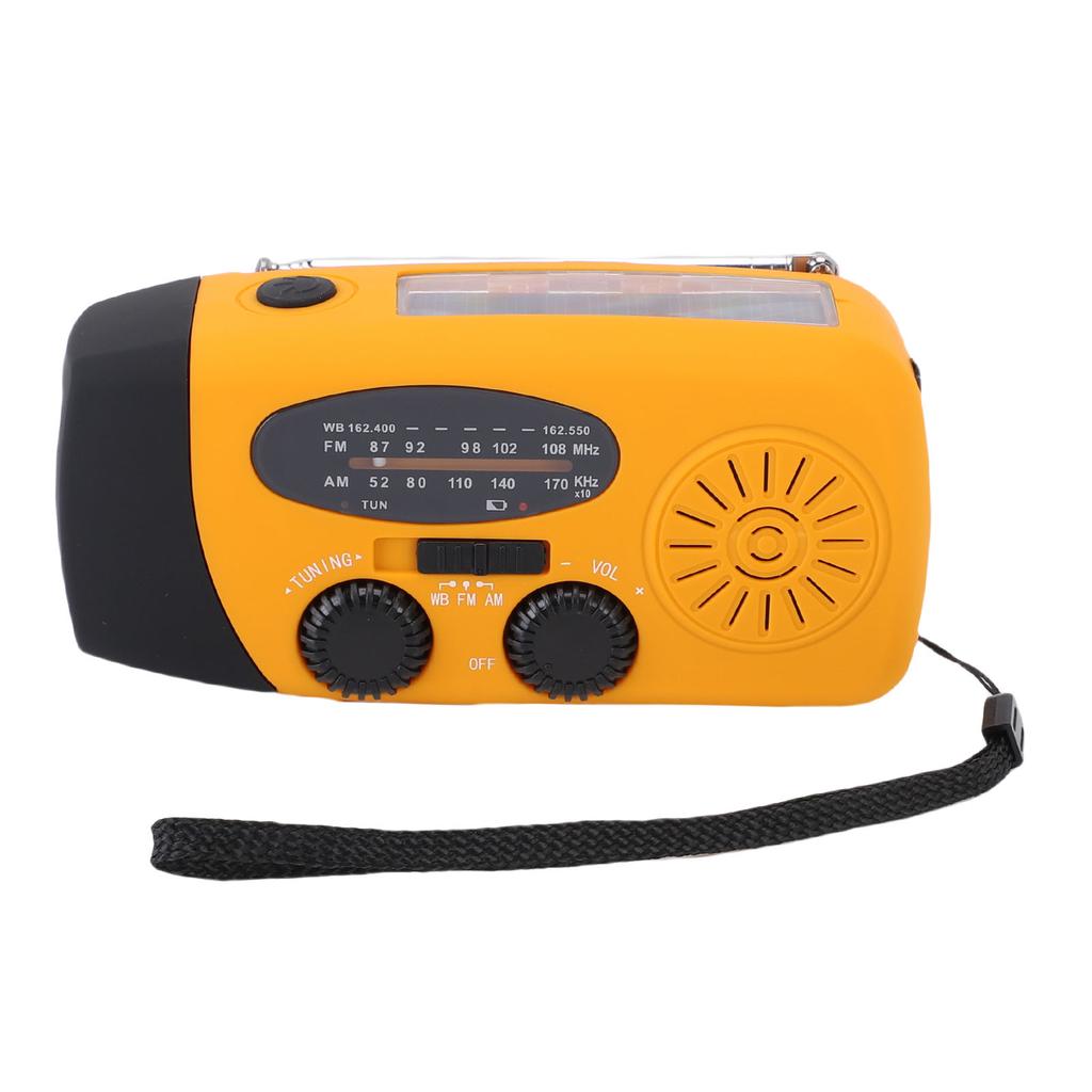 Solar Emergency Radio Hand Crank Portable NOAA Weather Radio with AM FM LED Lights SOS Alarm Cell Phone Charger for Indoor Outdoor Orange