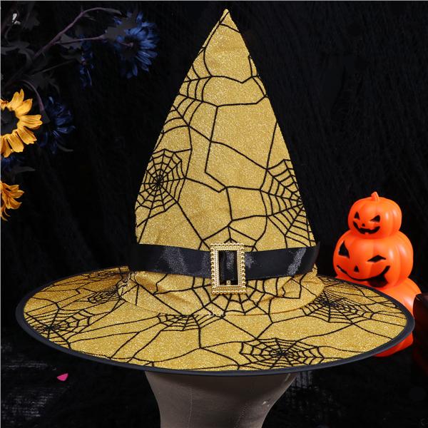 Halloween Wicked Witch Black Shoe Cover Gold Buckle Spider Web Halloween Adult
