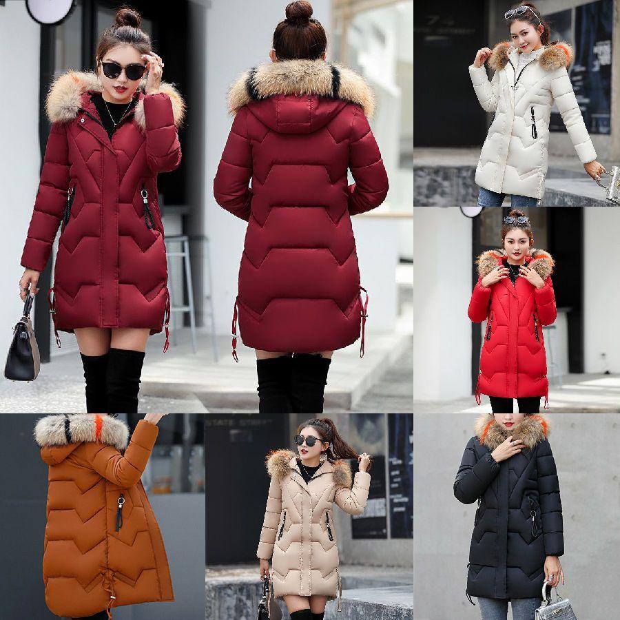 Women Slim Colorful Fur Collar Hooded Coat Jacket Parka Outwear For Ultimate Winter Warmth
