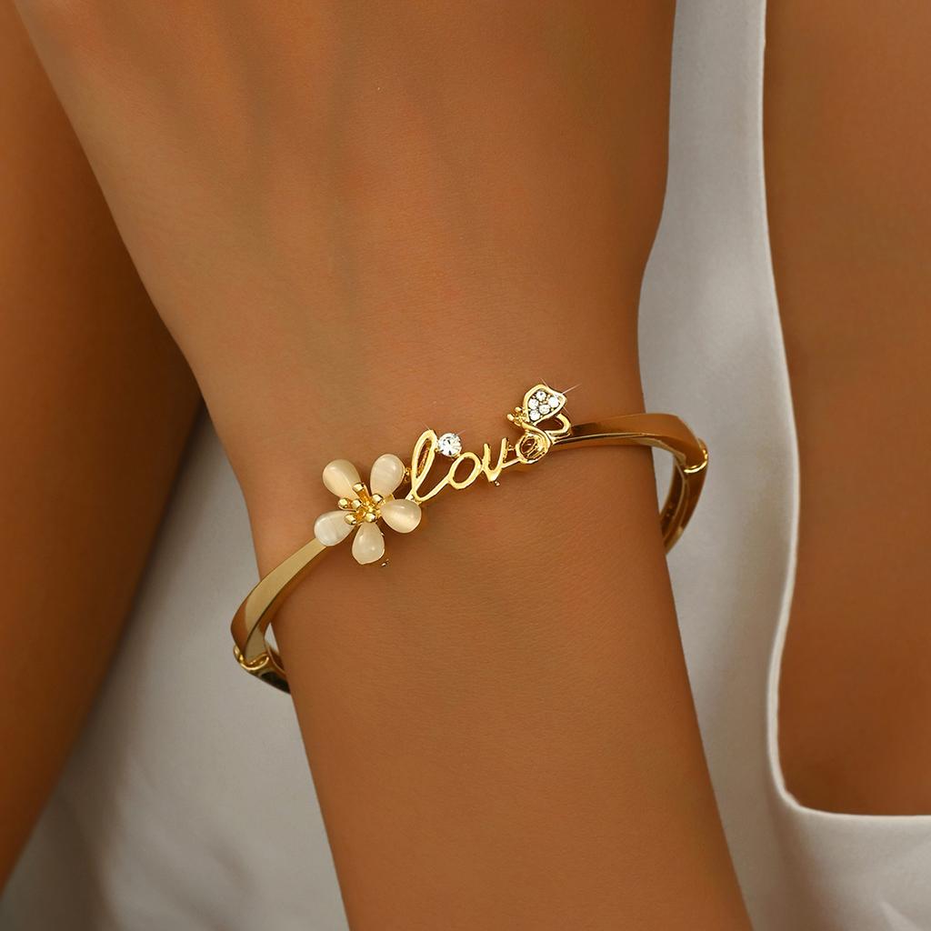 Trendiges und personalisiertes explosives Armband, modisch, elegant, vielseitig, Legierungsblume hohl, Damen-Accessoire