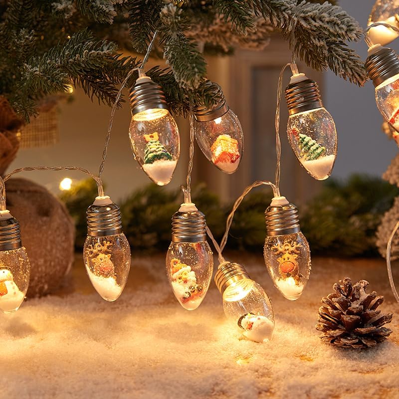 Christmas Decoration String Lights,Snow Globe Lights Battery Powered
