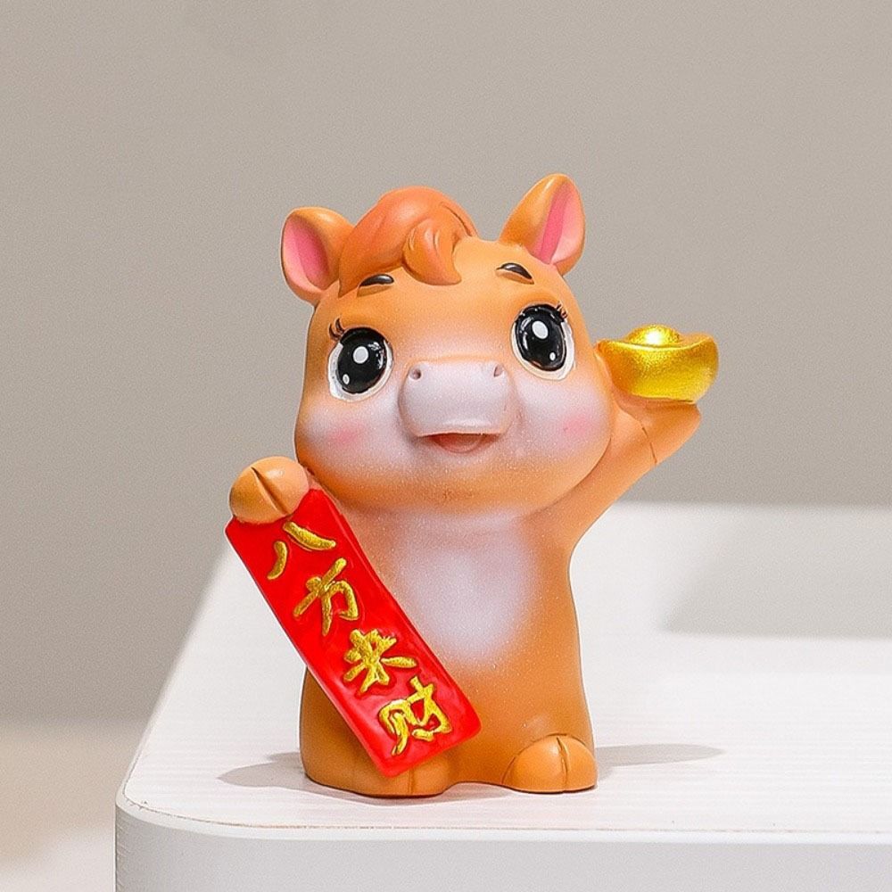 Resin Zodiac Horse Mascot Chinese Style Horse Statue Cute Horse Ornaments  Table