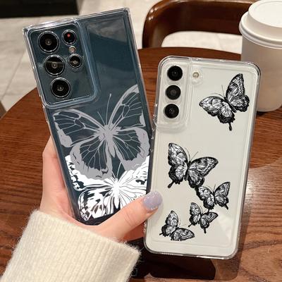 Butterfly Flower Case For Samsung Galaxy A56 A55 A54 5G A36 A35 A34 A26 A16 A15 S21 FE S22 S23 S24 Plus S25 Edge S25 Ultra Clear Soft TPU Phone Cover