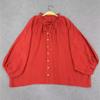 Johnature Japanische Casual Loose Bat Shirts Einfarbige Shirts Sommer Vintage Rüschen Kragen Krawatte Tops Frauen