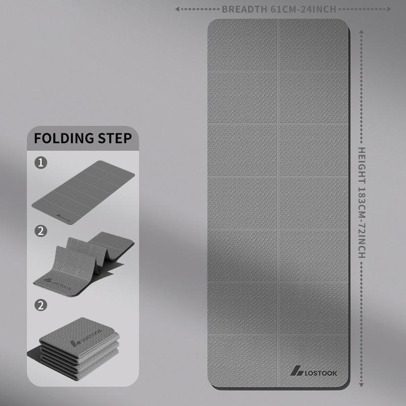 

1 шт. Складной коврик для йоги Экологичный Tpe Складной Дорожный Фитнес Упражнения Двусторонний Нескользящий Для Пилатеса и Напольных Тренировок серый