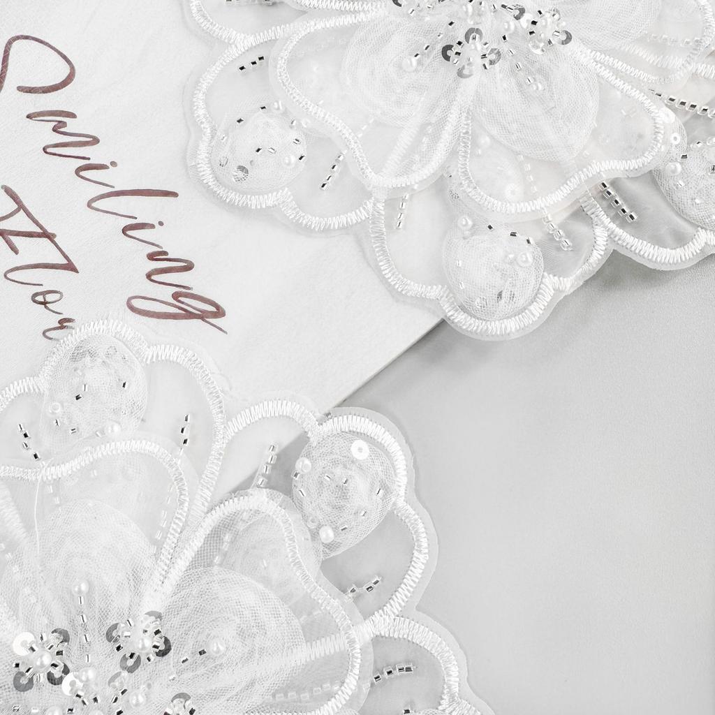 White Organza, Lace, Embroidered Nails, Beads, Sequins, Flower Embellishments, Bags, Dresses, Accessories, Fabric Patches