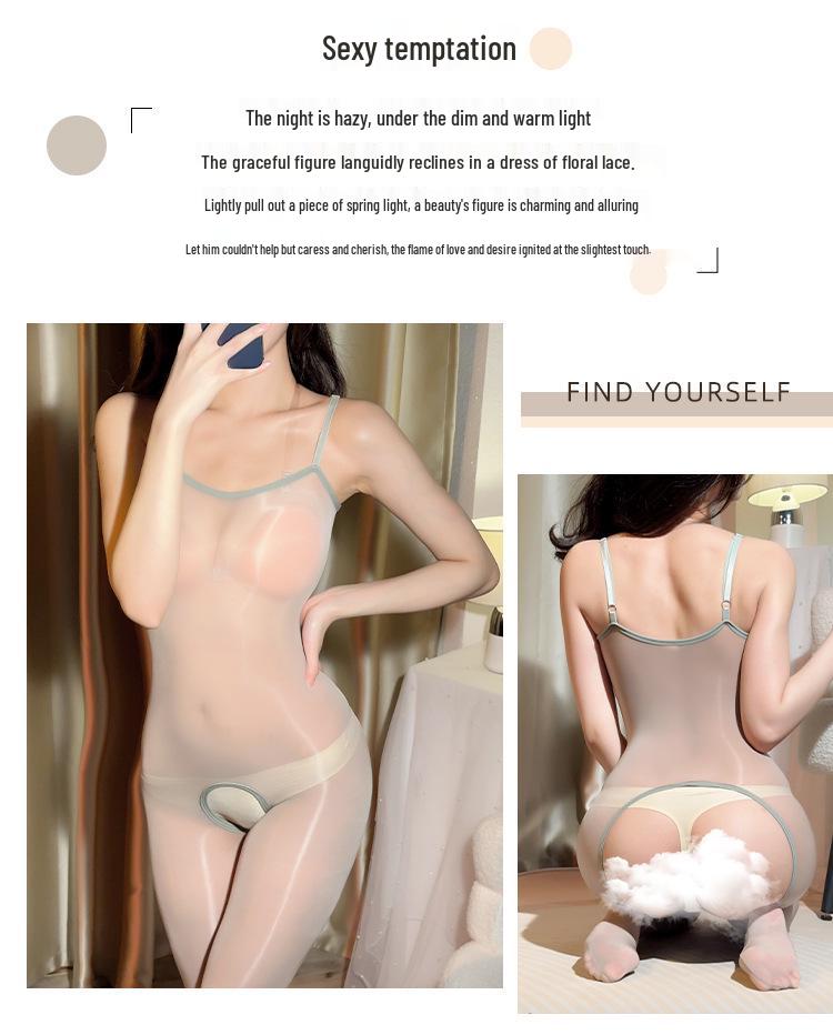 Διαφανές Αμάνικο Μποτάκι με Ανοιχτό Καβάλο & Τιράντες - Ερωτικά Εσώρουχα Ζευγαριού