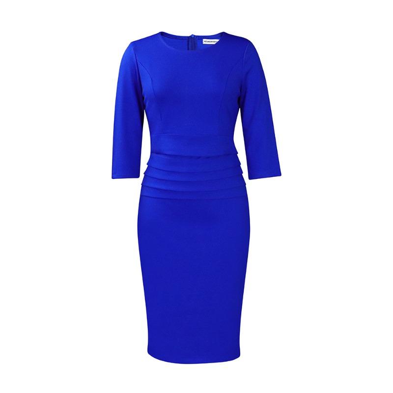 

African Plus Size Women s Summer Short Sleeve Crew Neck Temperament Tongle Office Dress Pencil Skirt S королевский синий