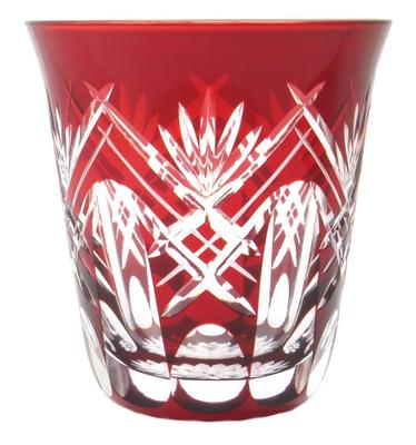 Sumida Edo Kiriko Museum Edo Kiriko Glass Shochu Glass Tumbler Presentation Stacked Sword Yarai Capacity 290ml Made In Japan (in Box) (red) Approx.