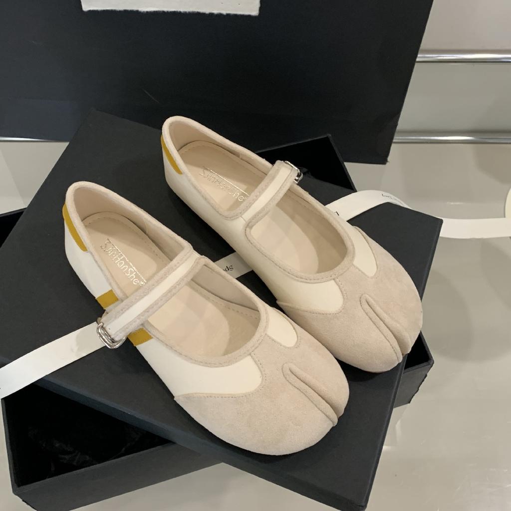 IPPEUM Women Tabis Mary Janes Shoes 2025 New Black Red Split Toe Ballet Flats Buckle Ballerina Shoes