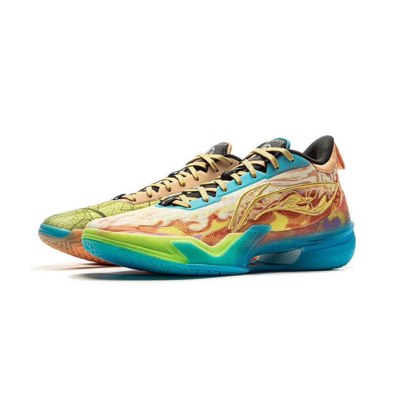 New LiNing Knife 5 Slip Resistant Rebound Coverage Performance Basketball Shoes Men's Orange Blue ABAU095-6
