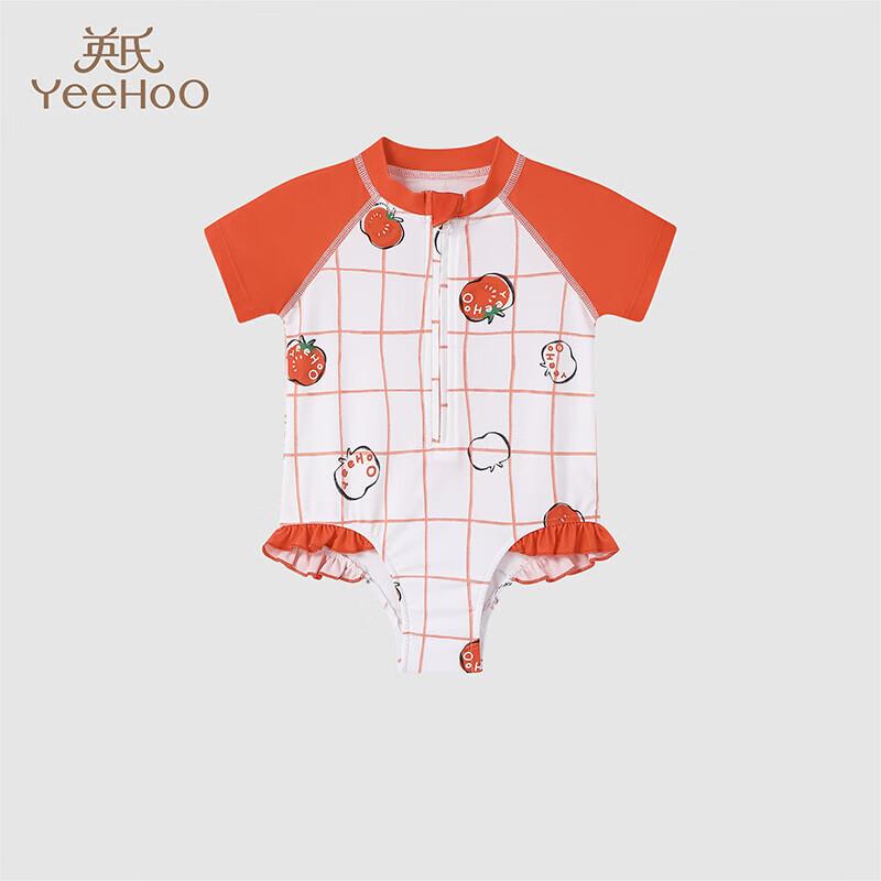 YEEHOO Kids UPF50+ Short Sleeve One-Piece Sun Protection Swimsuit 110 cm