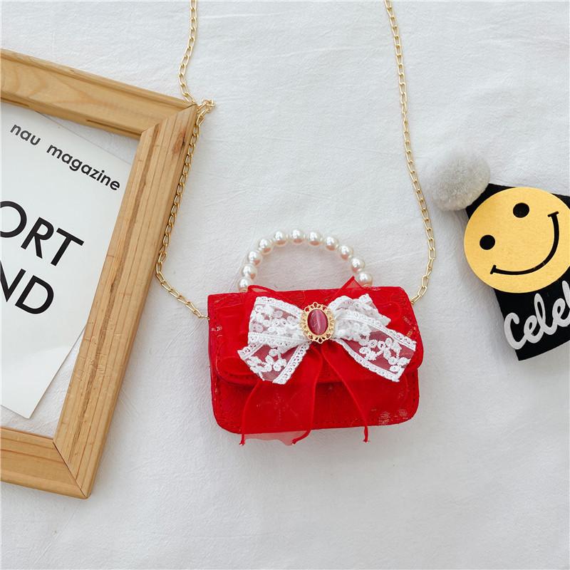 Stylish Children's Pearl Handbag With Bow Design Perfect For Mini Fashionistas And Daily Outings