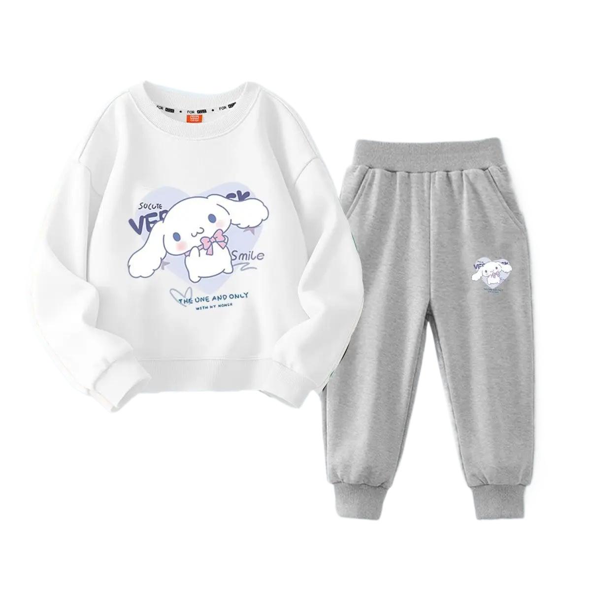 

2025 Комплекты детской одежды, детский костюм с капюшоном Cinnamoroll, костюмы для мальчиков, детские костюмы, толстовки с круглым вырезом Kuromi, топы + брюки, комплект из 2 предметов 120 чёрный