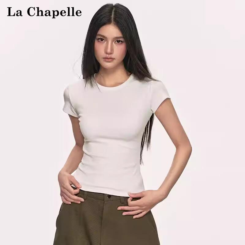 La Chapelle Women's Solid Short Sleeve T-Shirt