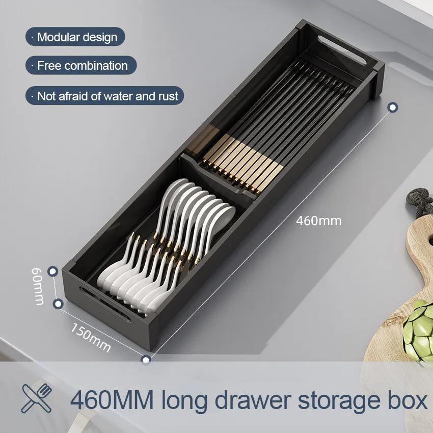 Kitchen Cabinets Tableware Storage Boxes Adjustable Accessories Knives Forks Chopsticks Spoons Classification Organizer Basket