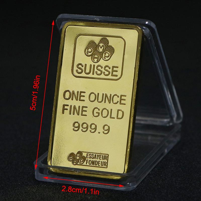 Gold Plated Layered Bullion Bar Switzerland Credit Commemorative Coin Goddess Coin Collection Home Decoration