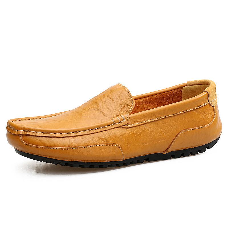Men's Spring 2025 Casual Leather Slip-On Shoes - Korean Style, Large Size, Soft Sole, Perfect for Summer Driving