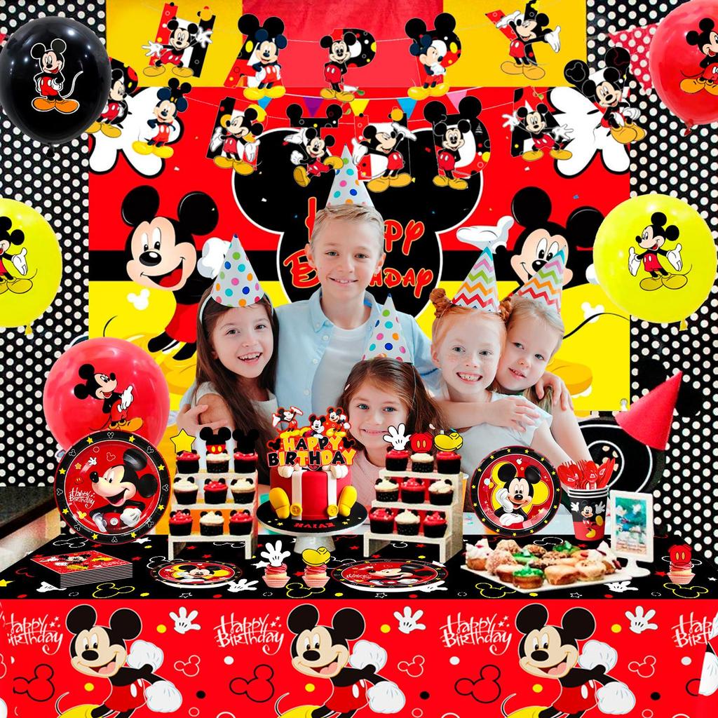112 Pcs Cartoon Birthday Party Supplies, Cartoon Birthday Decorations and Party Tableware Set - Cartoon Birthday Plates Cups Napkins Banners Balloons
