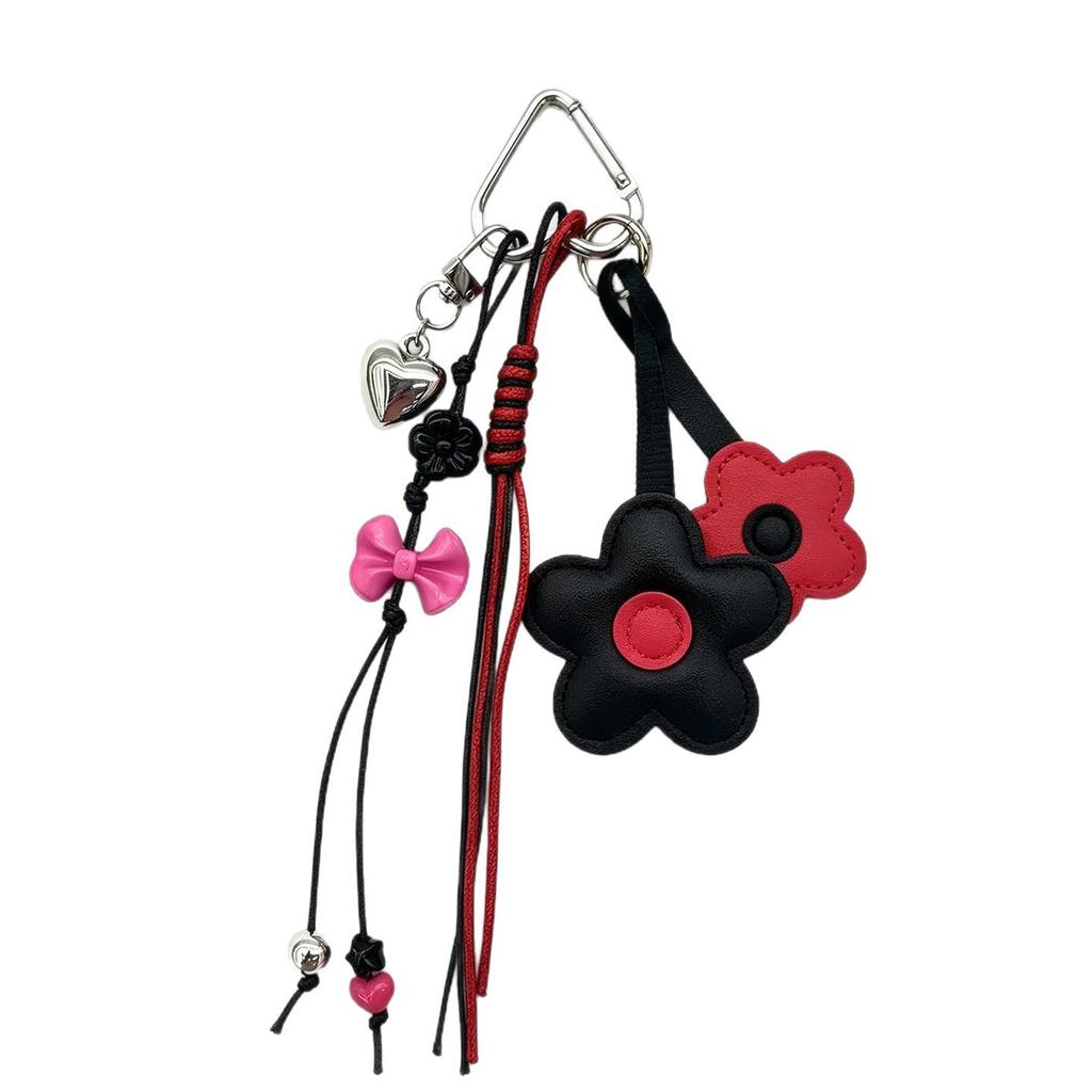 MIU Series: Leather Flower Tassel Woven Beaded Keychain Charm
