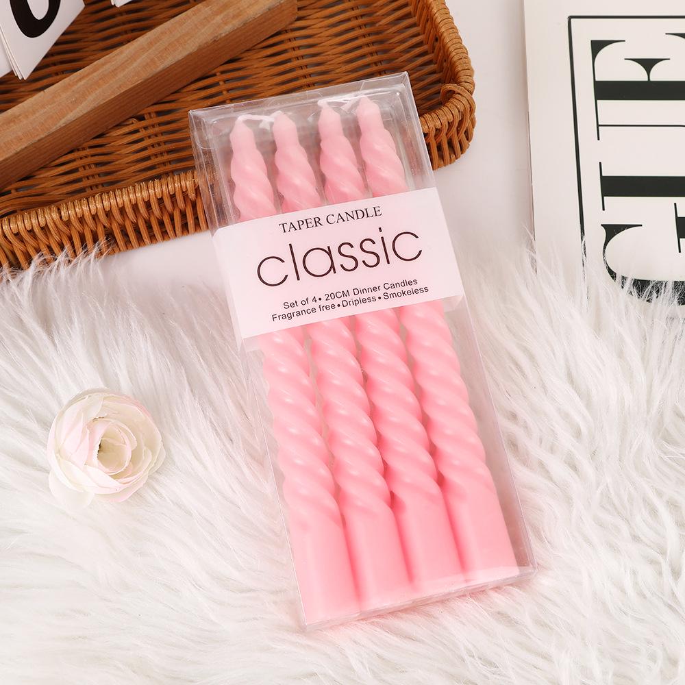 European Colored Thread Long Stem Smokeless Spiral Candles for Romantic Weddings and Classic Home Use.