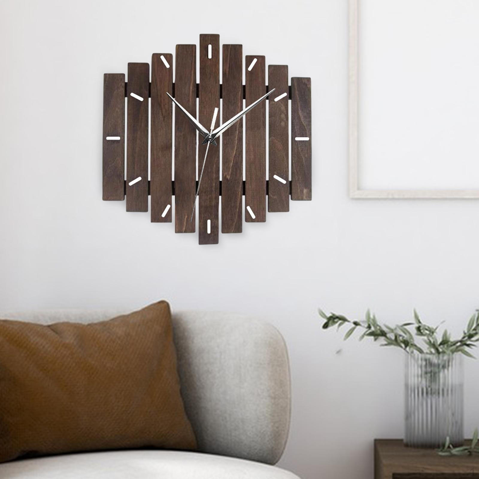 

Деревянные настенные часы в деревенском стиле 12 дюймов, винтажный декор, бесшумный ход для домашнего офиса Dark Wood Color