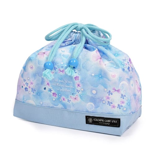 COLORFUL CANDY STYLE Drawstring Lunch Bag, Medium, with Gusset, for Girls, Stylish, Cute, Moonlight Butterfly Design, N3485300
