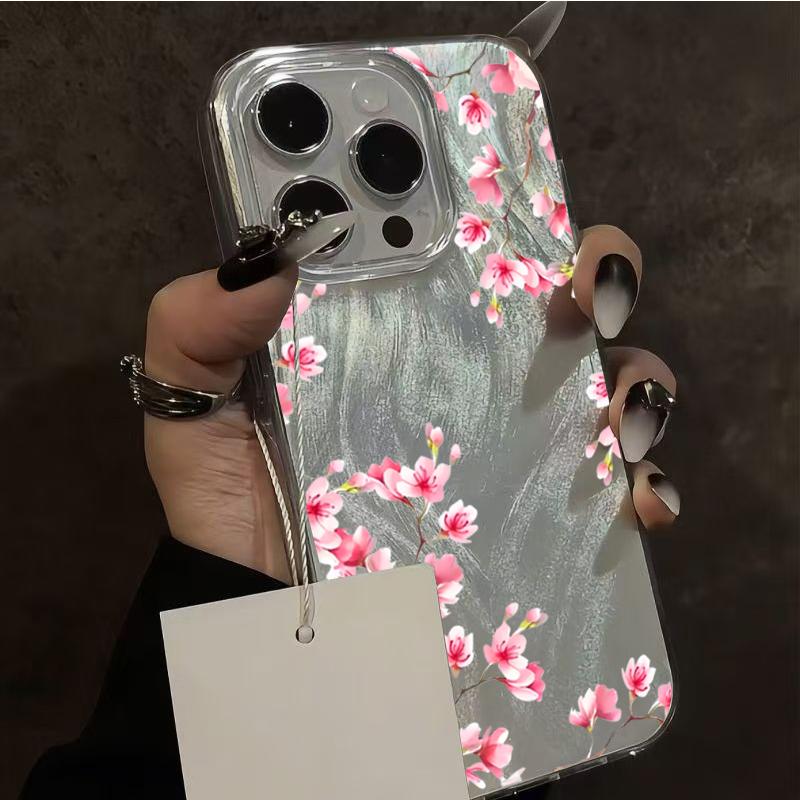 Pink Cherry Floral Design Phone Caae For iPhone 17 16 15 14 13 12 11 Pro Max XS X XR 7 8 Plus 16E 17 Air Shockproof Bumper Cover