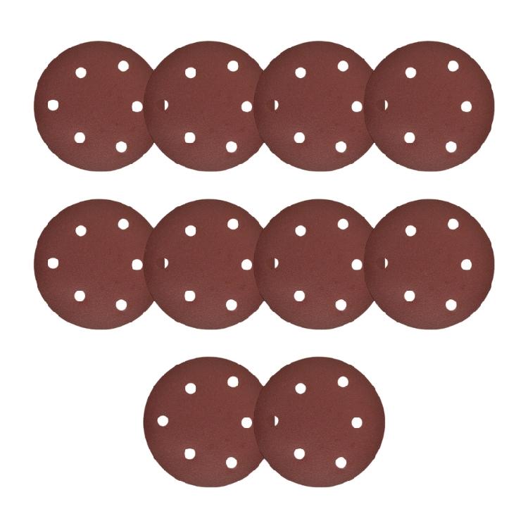 Pack of 10 120mm 6 Hole Sandpaper Sanding Discs Pads For Variable Speed Grinders And Surfaces Preparation