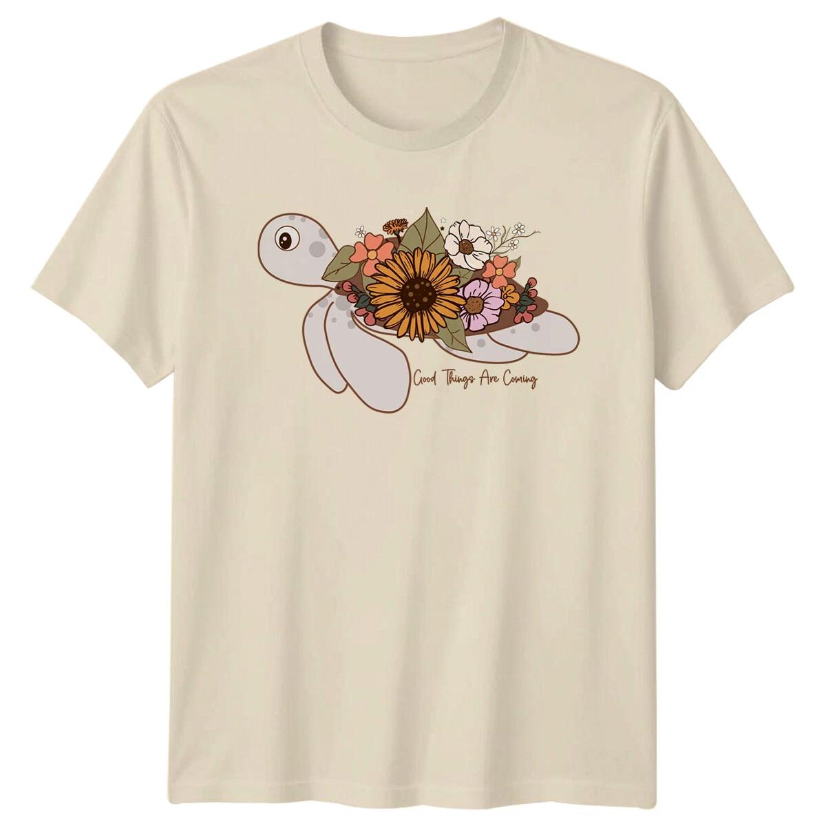 Sea Turtle Good Things Are Coming Mental Health T-Shirt XXL