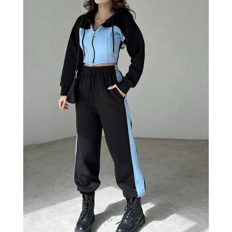 Suéter Roupa Feminina Europeia e Americana 2025 Primavera Nova Moda Jaqueta com Capuz Calça Casual Confortável Conjunto Versátil