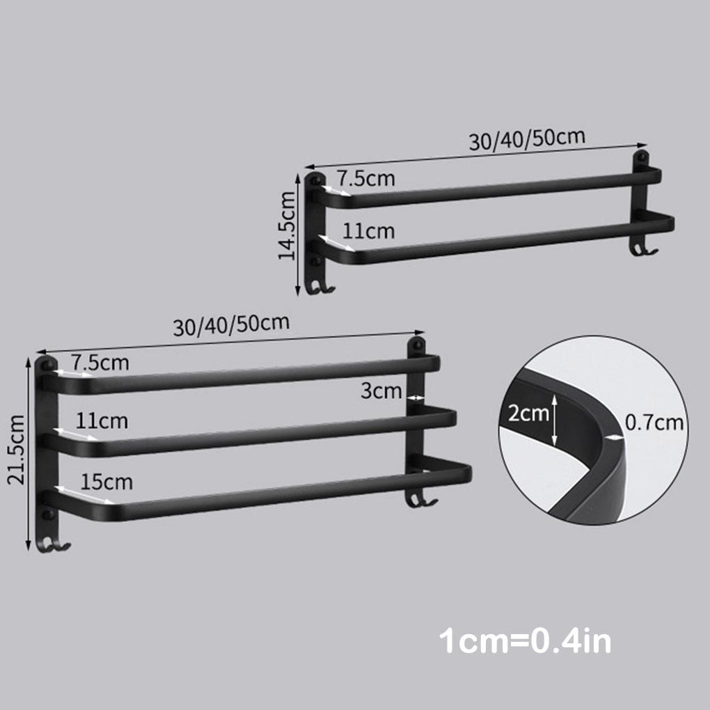 Towel Hanger With Hook Wall 3-Layers Bar Punch-Free Storage Rack Bathroom Toilet Shower Room Holder Accessories