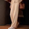 Women's Drapey High-Waisted Wide-Leg Wool Pants, Autumn/Winter Style, Soft, Versatile, Casual, Floor-Length, Straight-Leg Knit.