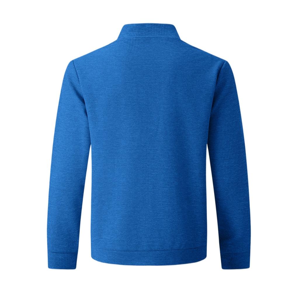 Men's  Vintage Stand Collar Zippered Solid Color Loose-Fit Casual Jacket