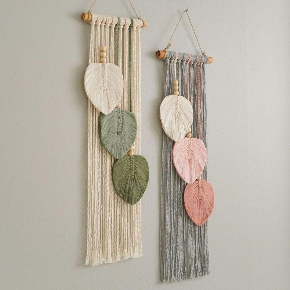 Unique Bohemian Decorative Tapestry Nordic Wall Hanging Pendant Modern Woven Leaf Tassels  Bedroom