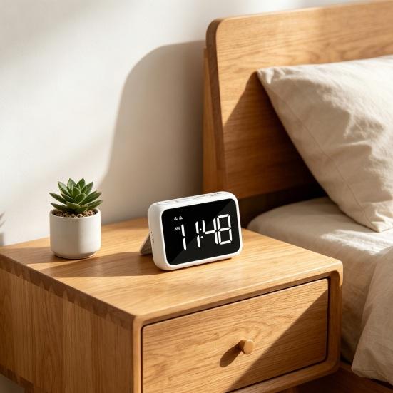 Digital Alarm Clock with Stand Large LED Display Rechargeable Volume Adjustable