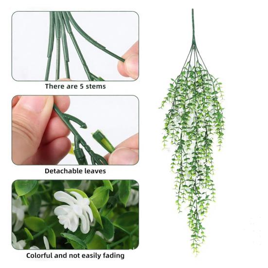 Hängende Kunstblume mit Eukalyptusblättern UV-beständig Fake-Blumenranke Innen Außen Garten Kunstblüte Rattan Dekor