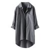 2026 Lente en Herfst Nieuw Dames Casual Stijl Effen Kleur Shirt Katoen Linnen Vest met Dubbele Zakken Lange Mouw Top