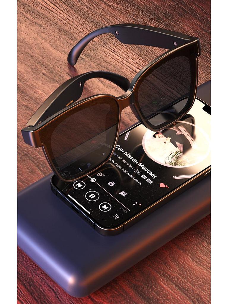 AI-Powered Bluetooth Glasses with Wireless Headphones for Real-Time Translation In 100+ Languages, Music Streaming, and Call Functions