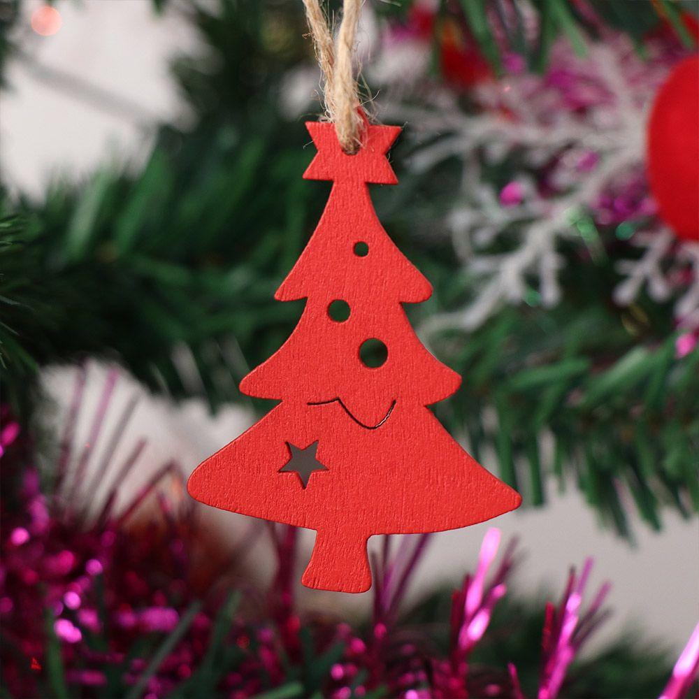 Wood Crafts Drop Pendant Christmas Tree Decoration Xmas Hanging Wooden Ornaments Santa/Elk/Angel