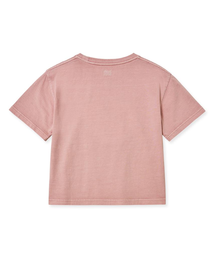 BROWNBREATH W Bb Heart Pigment Crop Tee - Indy Pink