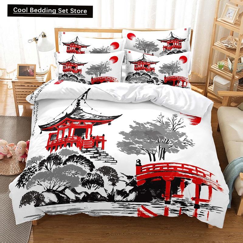 Great Wall King Queen Duvet Cover Old Chinese Building Bedding Set for Teens Adults Architecture 2/3 Pcs Polyester Quilt Cover