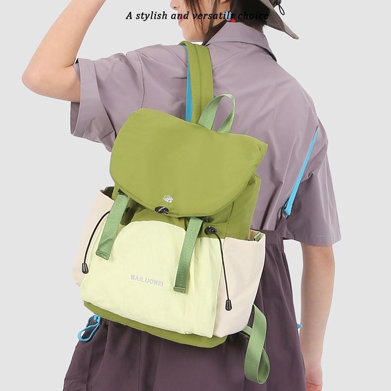 Schoolbag Outdoor Casual Backpack Male and Female Couples Go Out Lightweight Nylon Contrast Backpack Junior High School Student School Bag